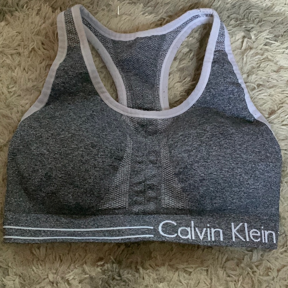 Sports bra, Calvin Klein brand, Gray white color, Small in size